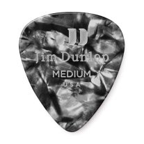 Dunlop Celluloid Black Pearloid Pick Medium, One Pick