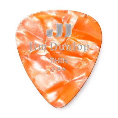 Dunlop Celluloid Orange Pearloid Pick Thin, One Pick