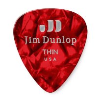 Dunlop Celluloid Red Pearloid Pick Thin, One Pick
