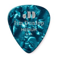 Dunlop Celluloid Turquoise Pearloid Pick Medium, One Pick