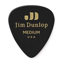 Dunlop Classic Celluloid Black Pick Medium, One Pick