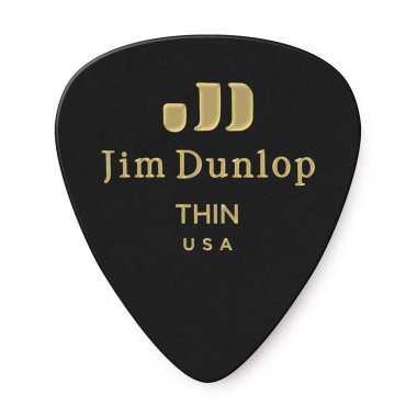 Dunlop Classic Celluloid Black Pick Thin, One Pick