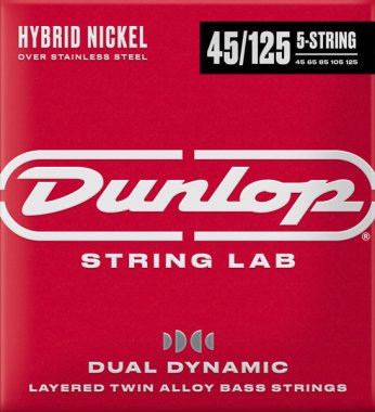 Dunlop DBHYN45125 Hybrid Nickel Wound Electric Bass Strings, 45-125