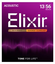 Elixir 11102 Nanoweb Coated 80/20 Bronze Acoustic Guitar Medium 13-56