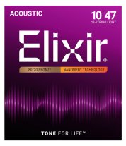 Elixir 11152 Nanoweb Coated 80/20 Bronze Acoustic 12 String Lt 10-47