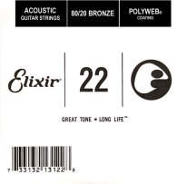 Elixir 13122 Polyweb 80/20 Bronze Acoustic .022, Single Guitar String