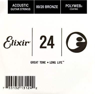 Elixir 13124 Polyweb 80/20 Bronze Acoustic .024, Single Guitar String