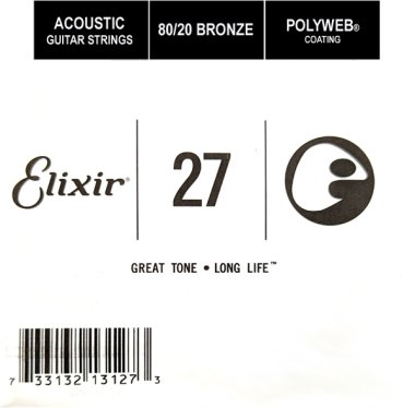 Elixir 13127 Polyweb 80/20 Bronze Acoustic .027, Single Guitar String