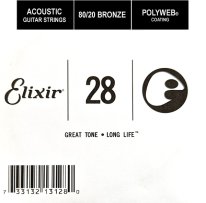 Elixir 13128 Polyweb 80/20 Bronze Acoustic .028, Single Guitar String