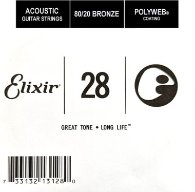 Elixir 13128 Polyweb 80/20 Bronze Acoustic .028, Single Guitar String