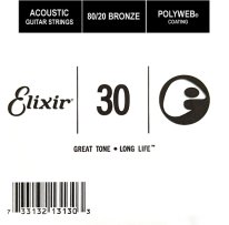Elixir 13130 Polyweb 80/20 Bronze Acoustic .030, Single Guitar String