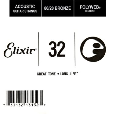 Elixir 13132 Polyweb 80/20 Bronze Acoustic .032, Single Guitar String