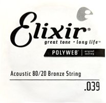 Elixir 13139 Polyweb 80/20 Bronze Acoustic .039, Single Guitar String