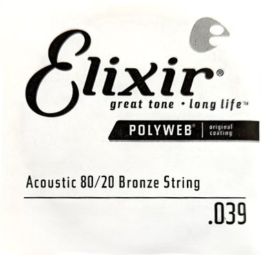 Elixir 13139 Polyweb 80/20 Bronze Acoustic .039, Single Guitar String