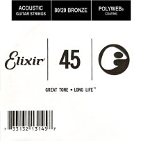 Elixir 13145 Polyweb 80/20 Bronze Acoustic .045, Single Guitar String