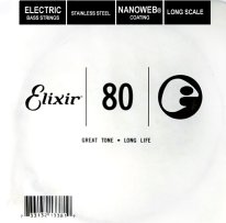Elixir 13381 Nanoweb Electric Bass Stainless Steel .080, Single String