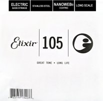 Elixir 13407 Nanoweb Electric Bass Stainless Steel .105, Single String