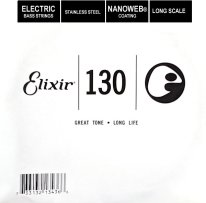 Elixir 13436 Nanoweb Electric Bass Stainless Steel .130, Single String