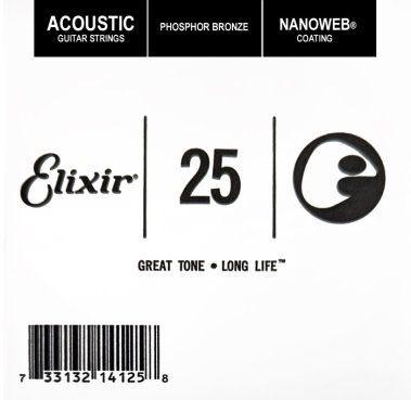 Elixir 14125 Nanoweb Phosphor Bronze Acoustic .025, Single String