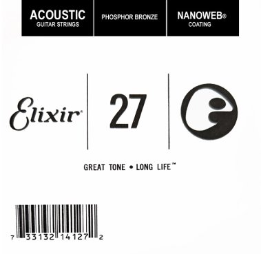 Elixir 14127 Nanoweb Phosphor Bronze Acoustic .027, Single String