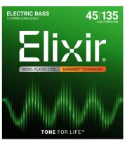 Elixir 14207 Nanoweb Nickel Plated Steel Lt/Med 5-String 45-135