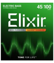 Elixir 14502 Nanoweb Coated 80/20 Bronze Acoustic Bass Strings 45-100