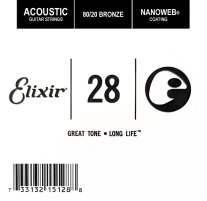 Elixir 15128 Nanoweb 80/20 Bronze Acoustic .028, Single Guitar String