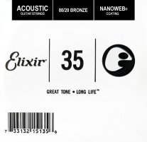 Elixir 15135 Nanoweb 80/20 Bronze Acoustic .035, Single Guitar String