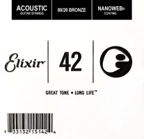 Elixir 15142 Nanoweb 80/20 Bronze Acoustic .042, Single Guitar String