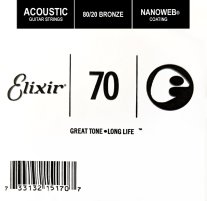 Elixir 15170 Nanoweb 80/20 Bronze Acoustic .070 Single Guitar String