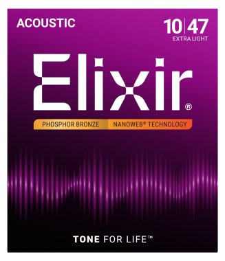 Elixir 16002 Nanoweb Coated Phosphor Bronze Acoustic Extra Light 10-47