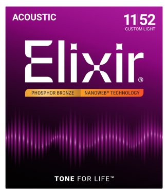 Elixir 16027 Nanoweb Coated Phosphor Bronze Acoustic Custom Lt 11-52