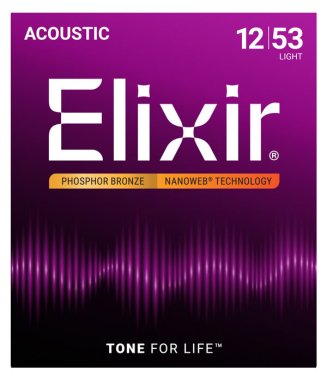 Elixir 16052 Nanoweb Coated Phosphor Bronze Acoustic Light 12-53