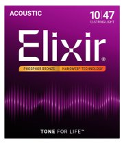 Elixir 16152 Nanoweb Coated Phos Bronze Acoustic 12 string Light 10-47
