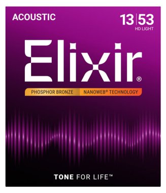 Elixir 16182 Nanoweb Coated HD LIGHT Phosphor Bronze Acoustic 13-53