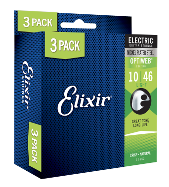 Elixir 16552 Optiweb Coated Electric Guitar Strings Light 10-46 3-PACK