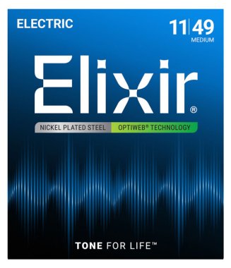 Elixir 19102 Optiweb Med Nickel-Plated Electric Guitar Strings 11-49