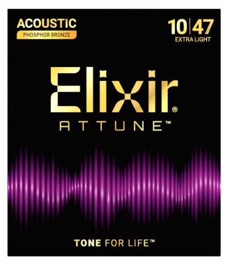 Elixir 21002 Attune Phosphor Bronze Acoustic Guitar Strings Extra Light 10-47