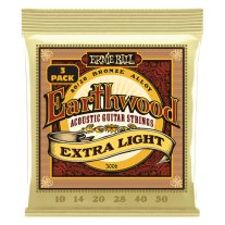 Ernie Ball 3-Pack Earthwood 3006 Acoustic 80/20 Bronze Strings Ex Lt 10-50