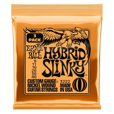 Ernie Ball 3-Pack Hybrid Slinky 3222 Electric Guitar Strings 9-46