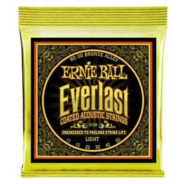 Ernie Ball Everlast Coated 80/20 Bronze Acoustic Strings, Light 11-52