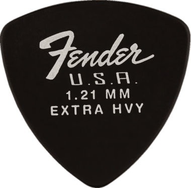 Fender Dura-Tone Black Extra Heavy 346 Guitar Pick Rounded Triangle, One Pick