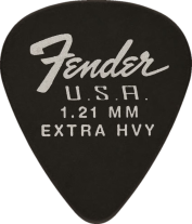 Fender Dura-Tone Black Extra Heavy 351 Guitar Pick Classic Teardrop, One Pick