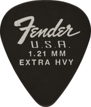 Fender Dura-Tone Black Extra Heavy 351 Guitar Pick Classic Teardrop, One Pick