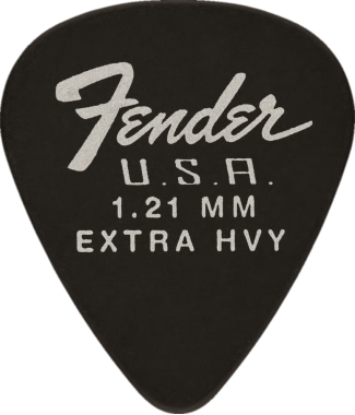 Fender Dura-Tone Black Extra Heavy 351 Guitar Pick Classic Teardrop, One Pick