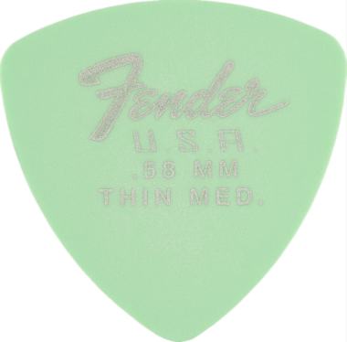 Fender Dura-Tone Surf Green Thin 346 Guitar Pick Rounded Triangle, One Pick
