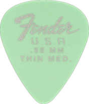 Fender Dura-Tone Surf Green Thin Medium 351 Guitar Pick Classic Teardrop, One Pick