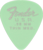 Fender Dura-Tone Surf Green Thin Medium 351 Guitar Pick Classic Teardrop, One Pick