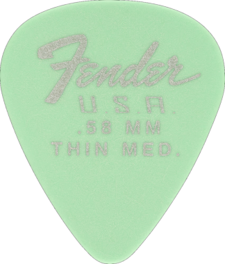 Fender Dura-Tone Surf Green Thin Medium 351 Guitar Pick Classic Teardrop, One Pick
