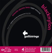 Galli G77-4 Black Nylon Tapewound Electric Bass Strings, 55-115